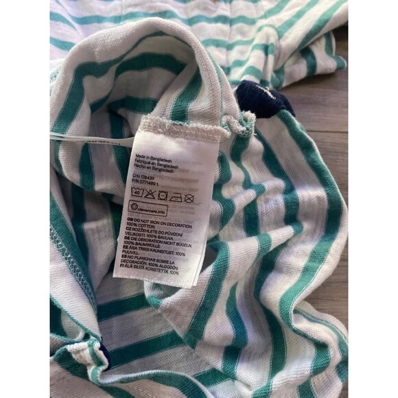 H&M Boys Striped Shirt Size US 4-6Y Green and White Striped with Pocket - Picture 12 of 13